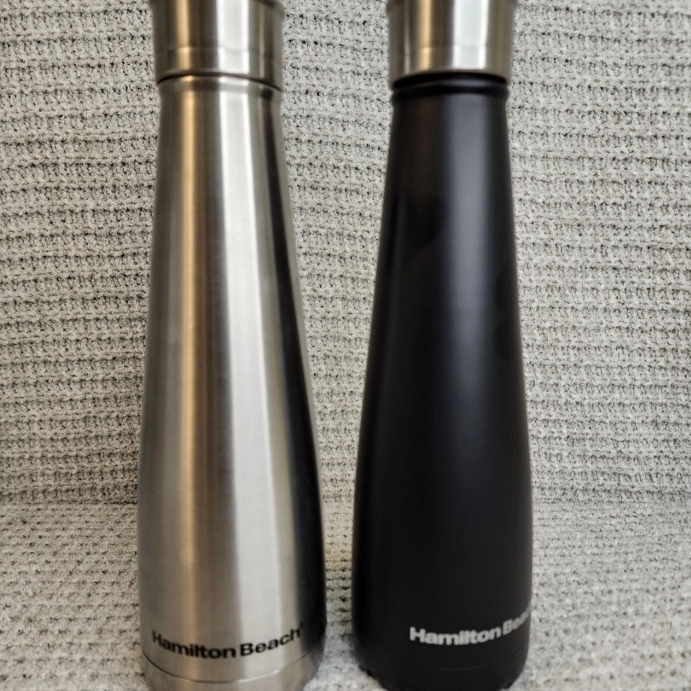 Hamilton Beach Silver and Black Bottles